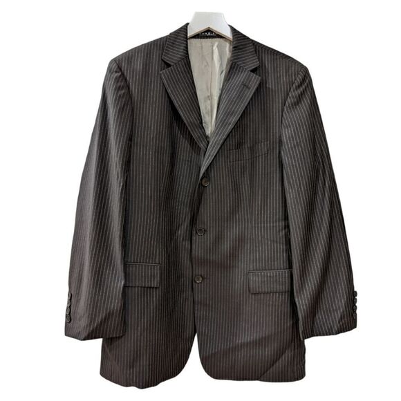 Hugo Boss Scorsese/Movie 100% Virgin Wool Black & Gold Pinstripe Suit 40R - Picture 1 of 12